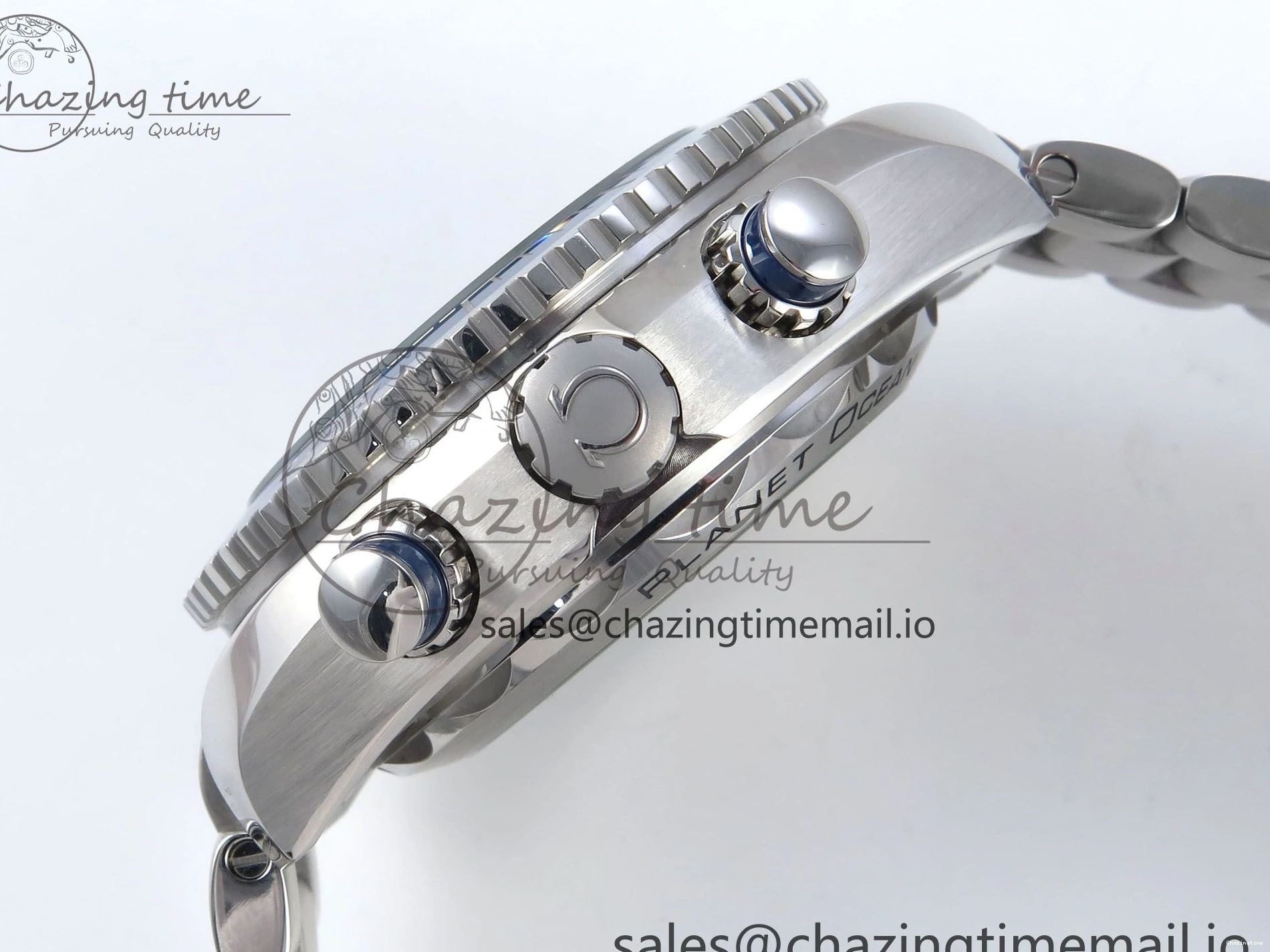 0319 Planet Ocean Master Chronometer 600M 45.5mm SS SCF 1:1 Best Edition Blue Bezel Blue Dial on SS Bracelet A9900 Super Clone Lightweight 7676